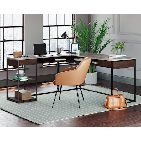 Sauder L-Desk, 60 in D X 29.72 in H, 65.98 in W X Engineered wood, Metal 430358